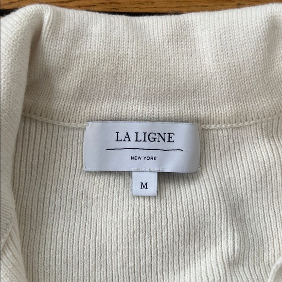 La Ligne V-Neck Polo Striped Sweater Cotton Cashmere - Picture 2 of 6